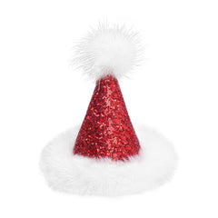 YanJie mini Santa hat glitter hair clip adds festive sparkle to holiday hairstyles.