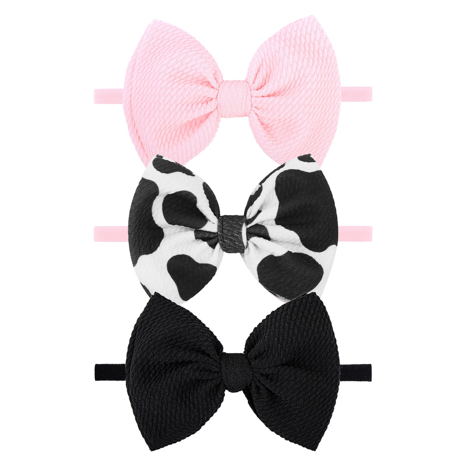 YanJie Moo Cow Print Bow Headband adds cute style for baby's daily outfits.