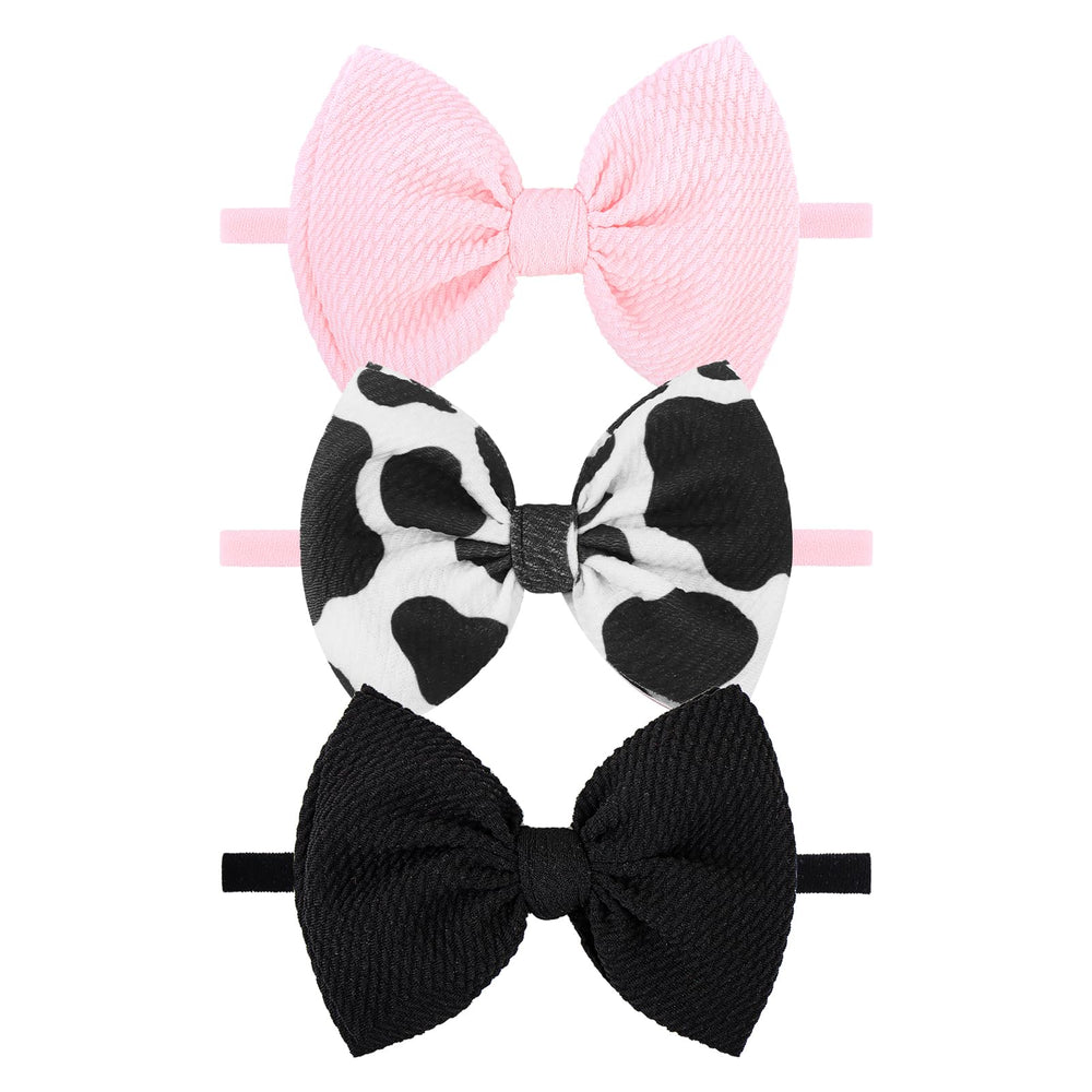 YanJie Moo Cow Print Bow Headband adds cute style for baby's daily outfits.