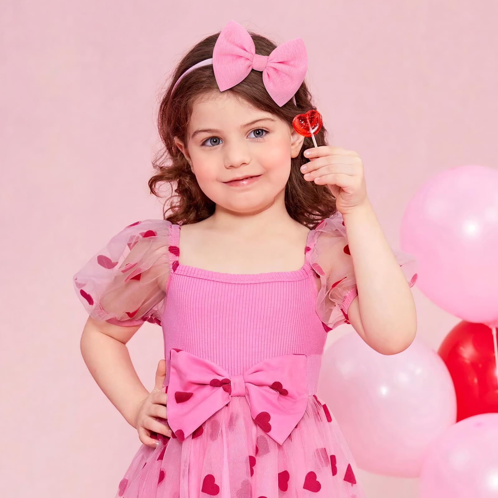 YanJie newborn headband with pink bows for delicate hair styling.