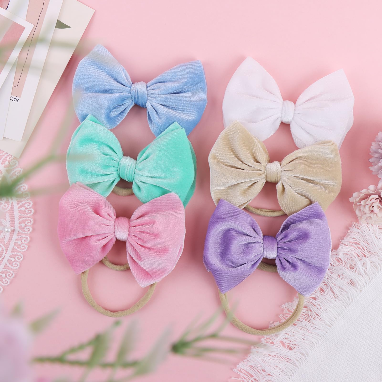 YanJie no-glue velvet bows designed for gentle, skin-friendly wear.