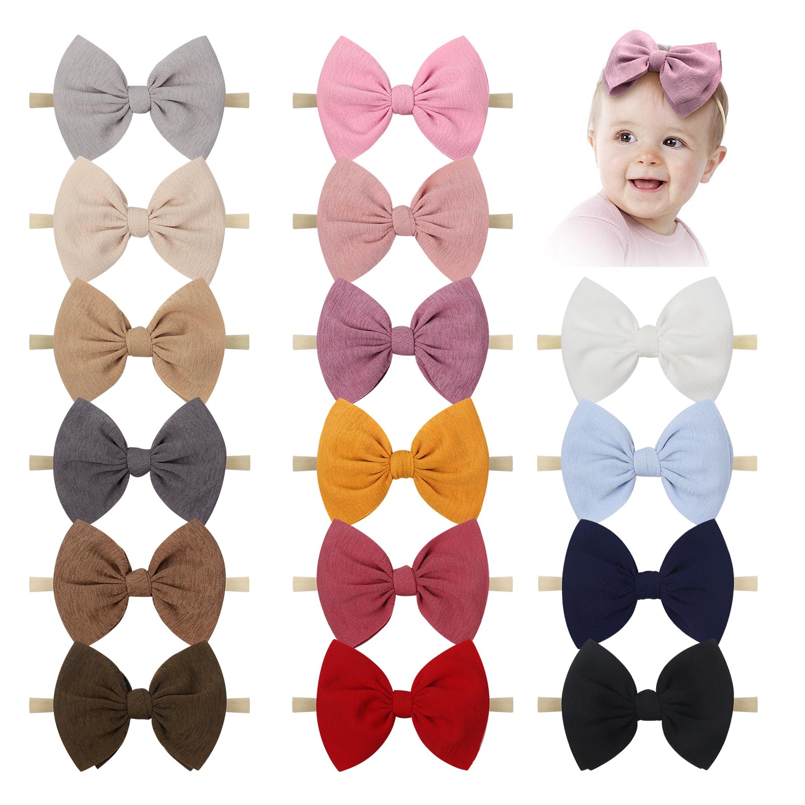 YanJie nylon headbands in green with a handcrafted bow for gentle everyday wear.