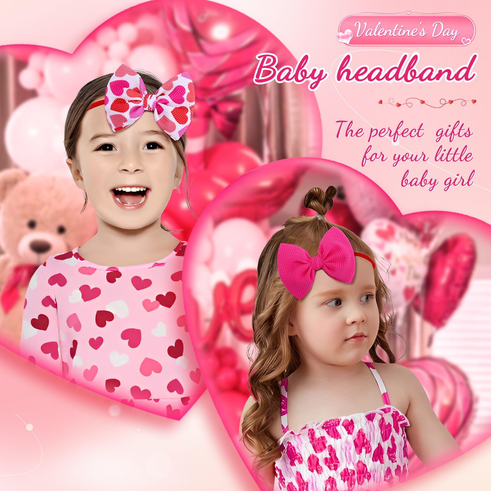 YanJie pink hairband set, complements outfits with soft elastic band.