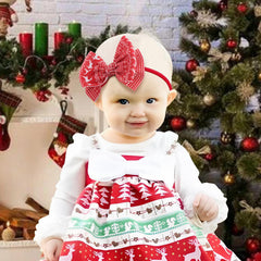 YanJie Santa hat bow baby headband for Christmas celebrations.