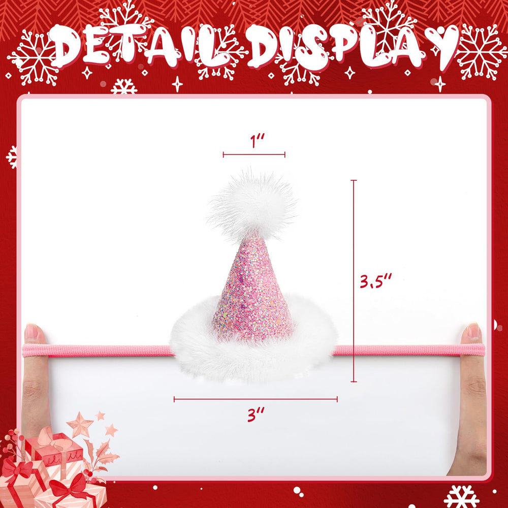 YanJie Santa hat closeup flaunts fluffy trim and 3D pom-pom detail.