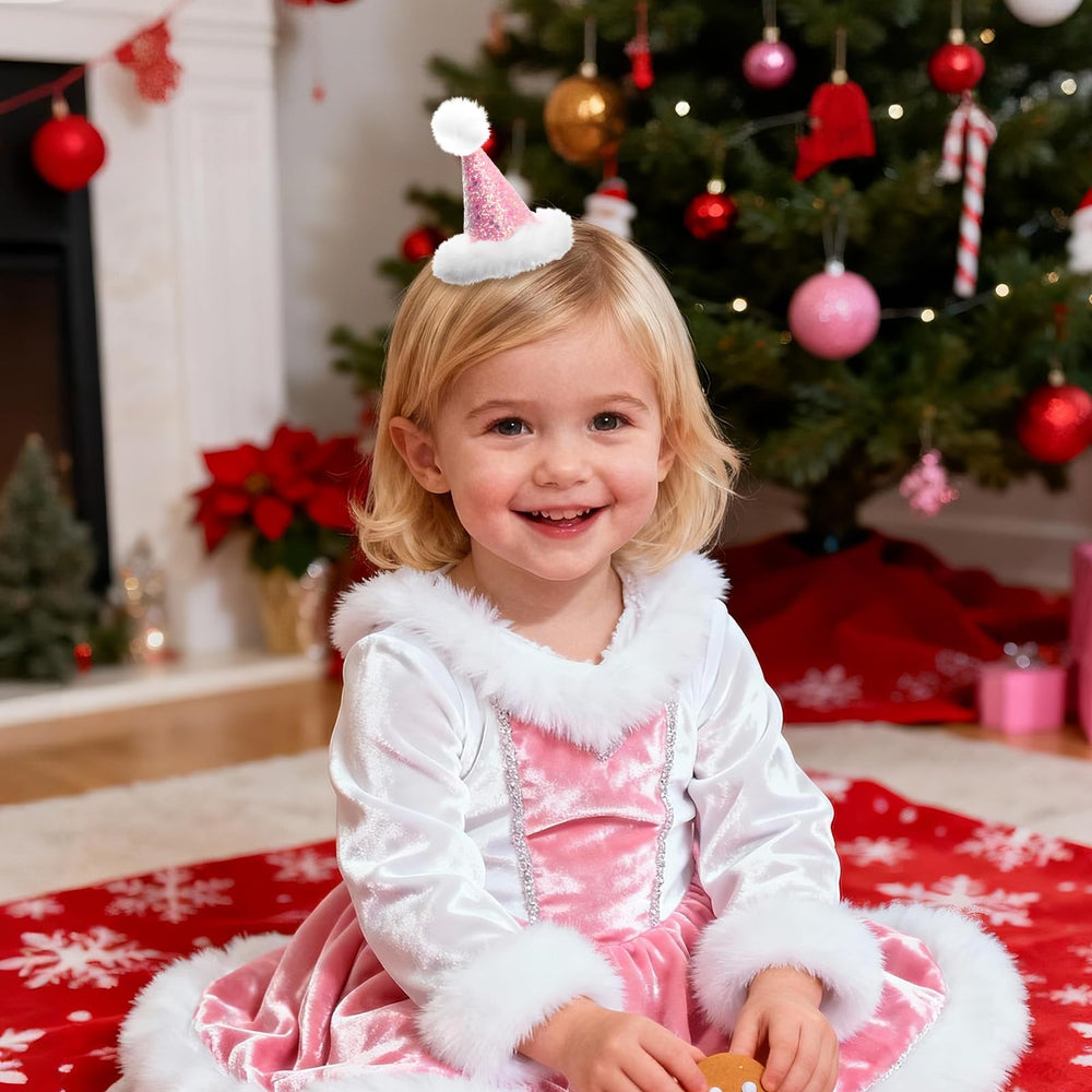 YanJie Santa hat fluffy trim closeup showcases plush 3D detail.