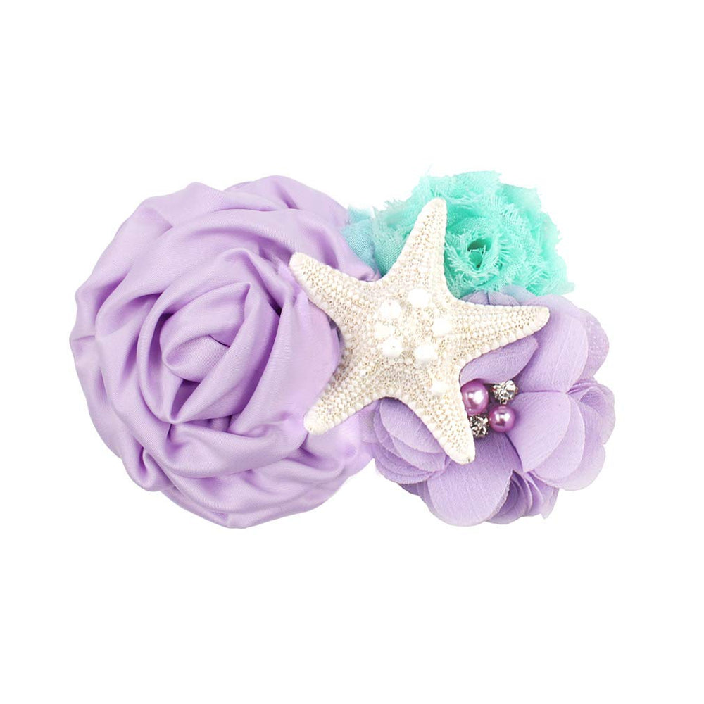 YanJie starfish mermaid headband closeup emphasizing soft band and comfort for newborns