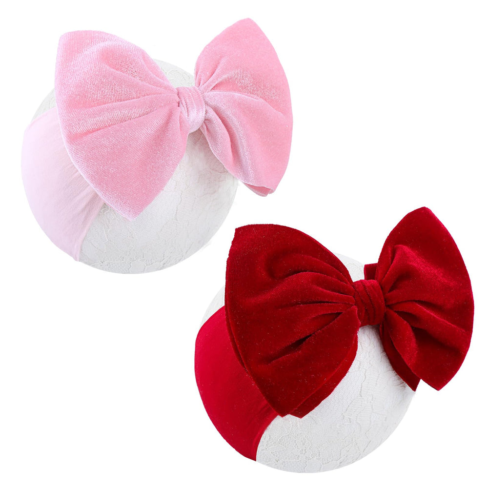 YanJie valentine headband 6in red velvet bow for newborn photos.