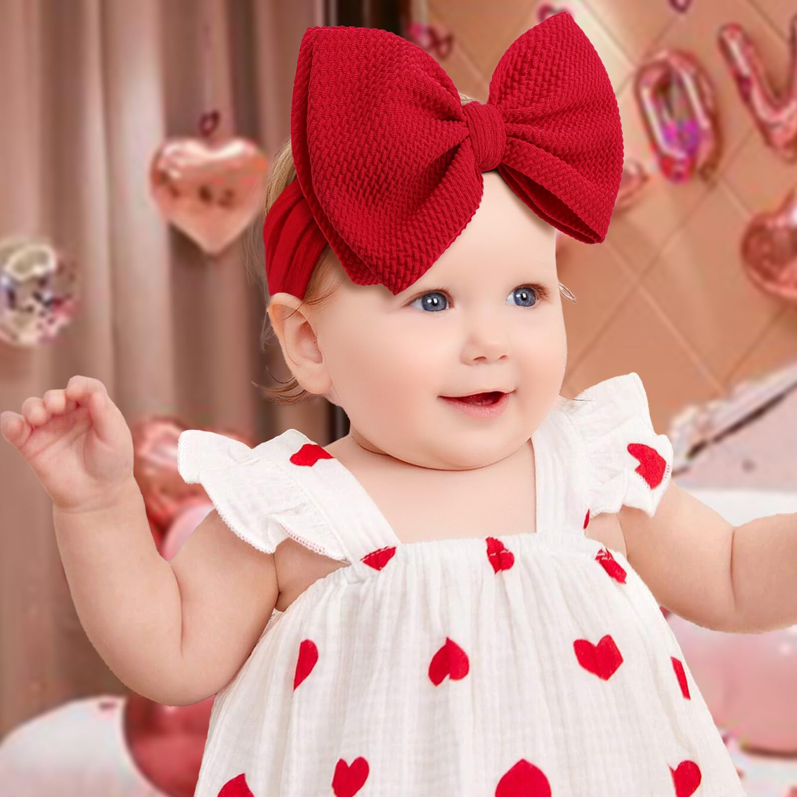 YanJie handmade headband with heart print adds festive toddler party flair