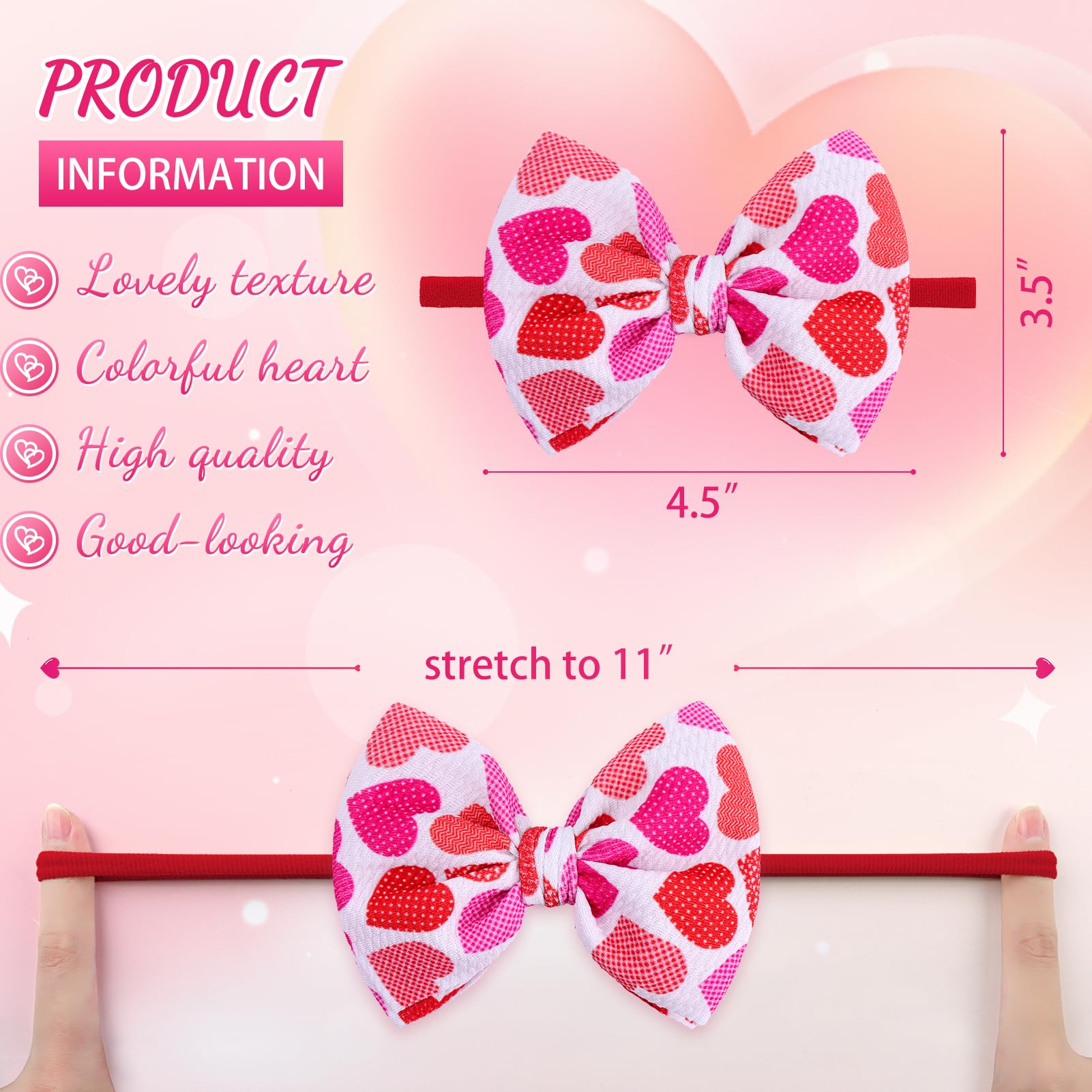 YanJie Valentines Day headband with heart print, perfect for festive photo props.