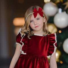 YanJie velvet bow headband in black on baby with classic style