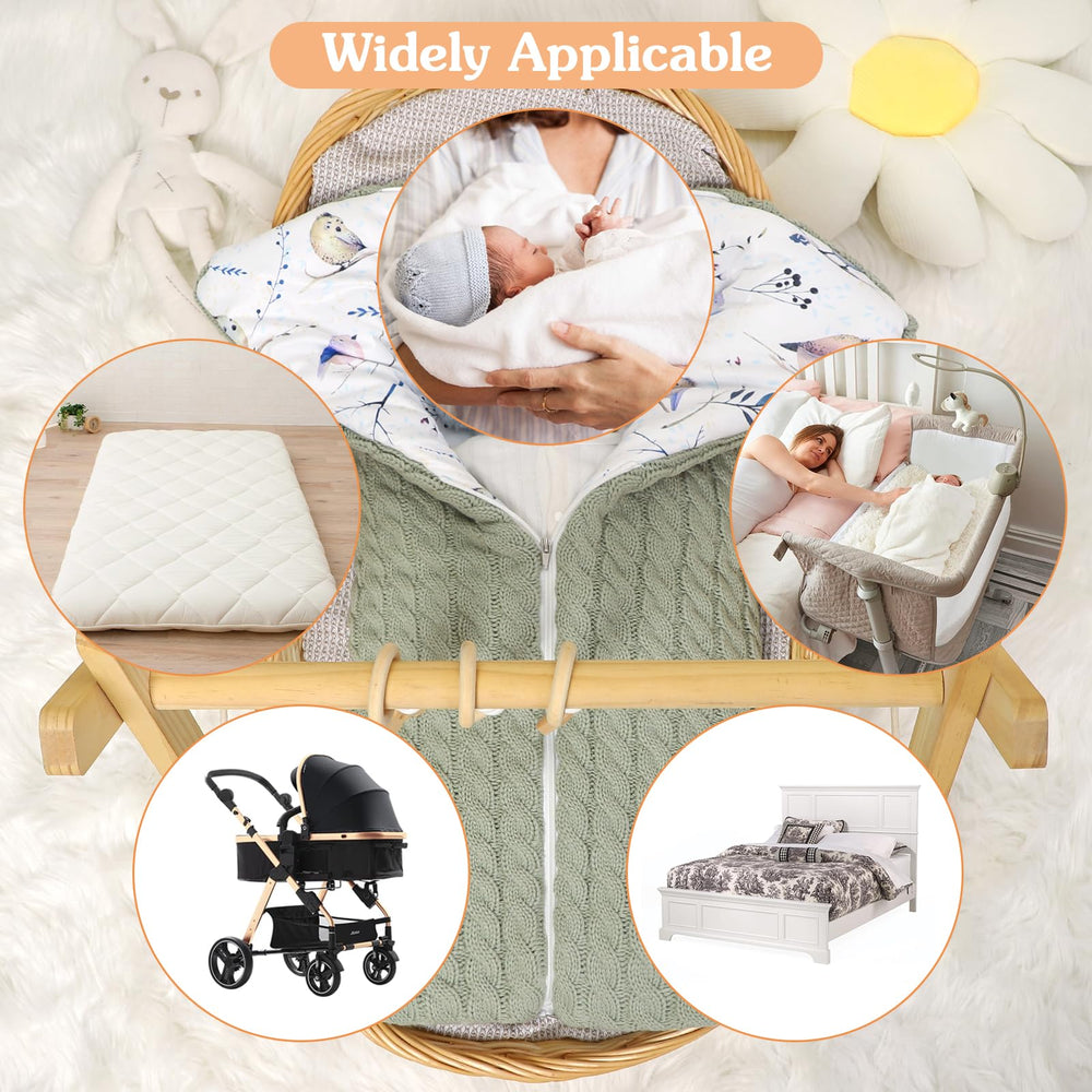 Yanmucy crib-wrap view emphasizes snug wrap around baby during naps.
