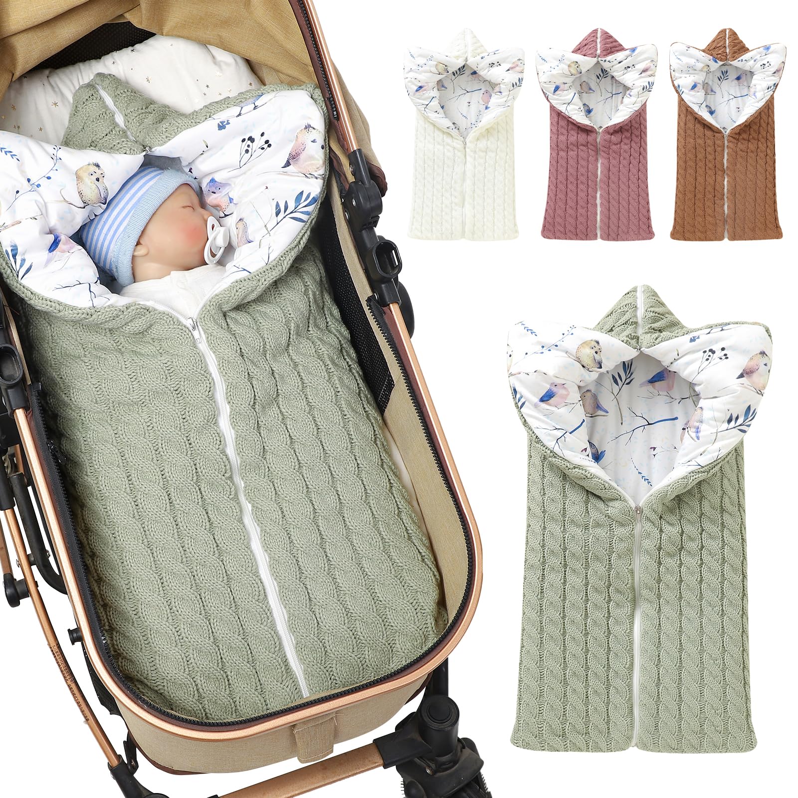 Yanmucy baby swaddle blanket zipper-closed view, secure warmth for peaceful nights.