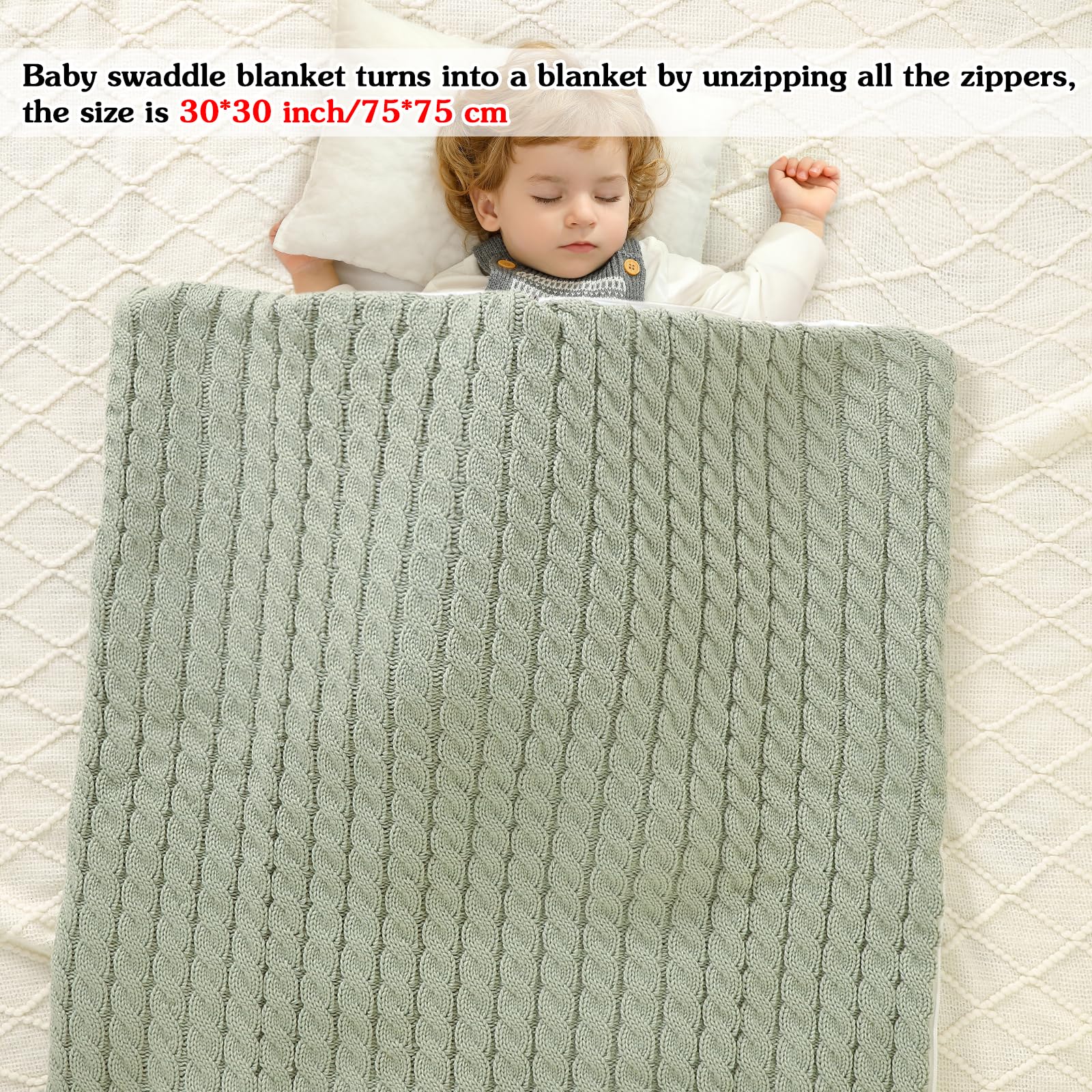 Yanmucy baby swaddle sleeping-bag view, highlighting warmth and full coverage for cold days.