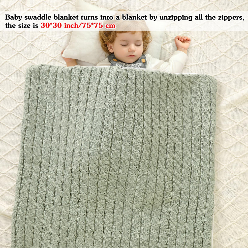 Yanmucy baby swaddle sleeping-bag view, highlighting warmth and full coverage for cold days.