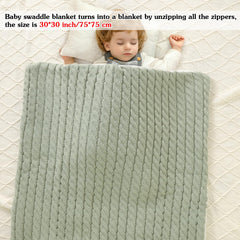 Yanmucy baby swaddle sleeping-bag view, highlighting warmth and full coverage for cold days.