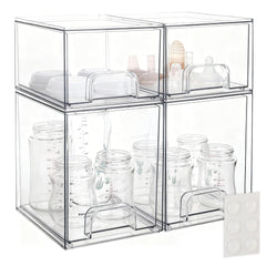 yanyoyo baby bottle storage organizer 4-pack front view keeps bottles neatly organized on the counter.