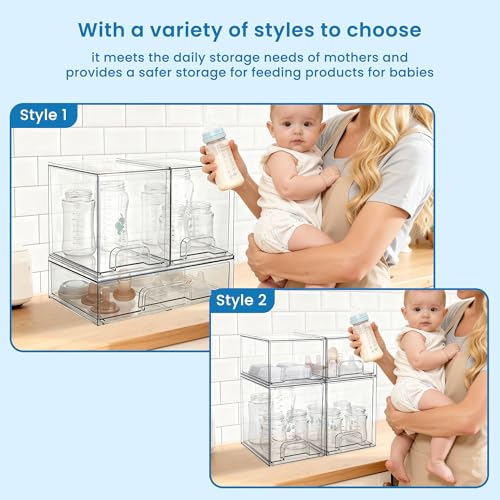 yanyoyo bottle organizer stackable drawer open demonstrates space saving and easy access.