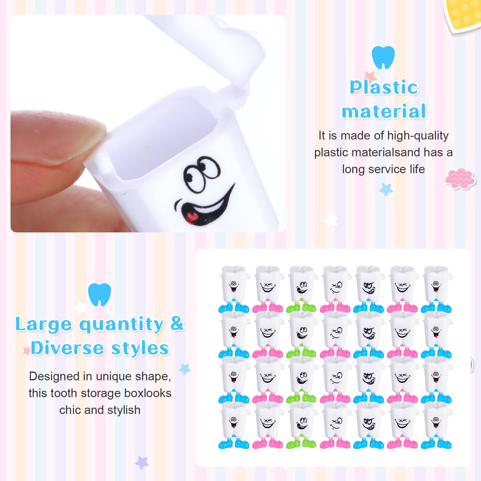 Yaomiao baby teeth storage container closeup shows sturdy plastic and smooth edges.
