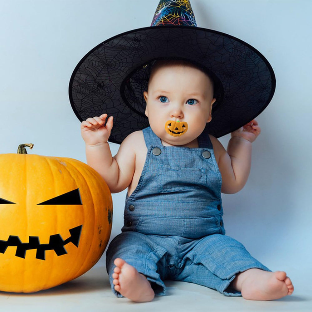YAPPROMO baby pacifier pumpkin design closeup with orthodontic shape