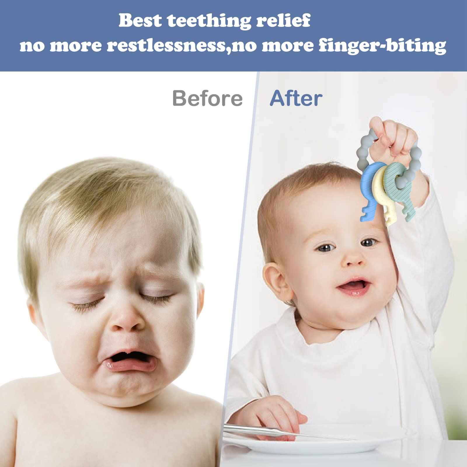 YAPPROMO Baby Teething Keys dishwasher-safe construction makes cleanup quick and easy.