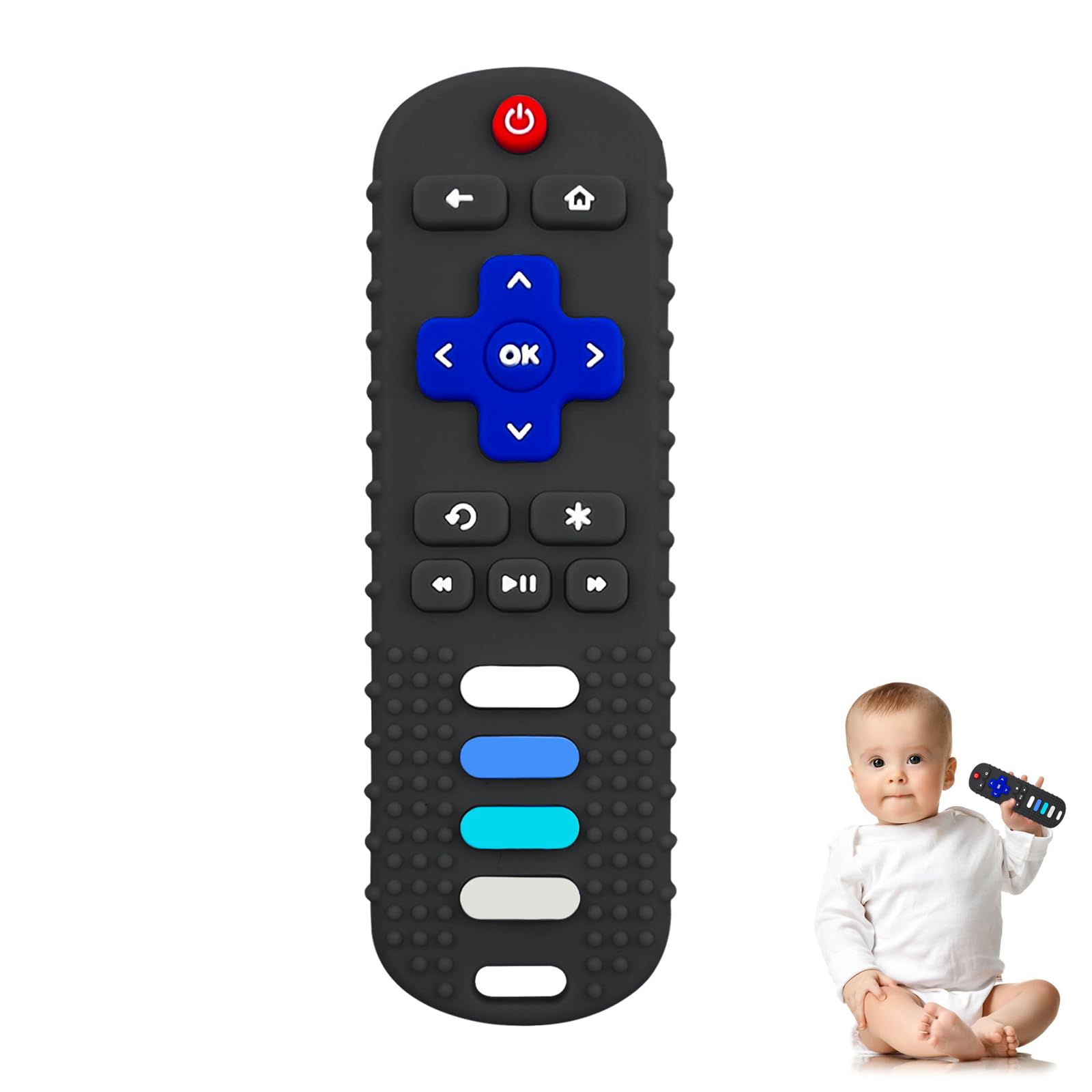 YAPPROMO baby teething toy remote-front view promotes safe chewing during playtime