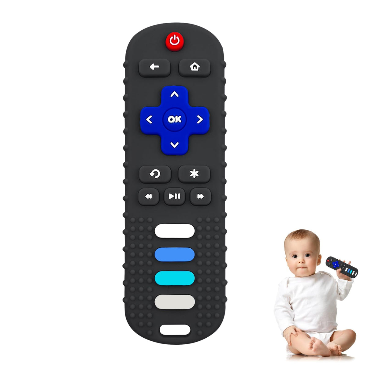 YAPPROMO baby teething toy remote-front view promotes safe chewing during playtime