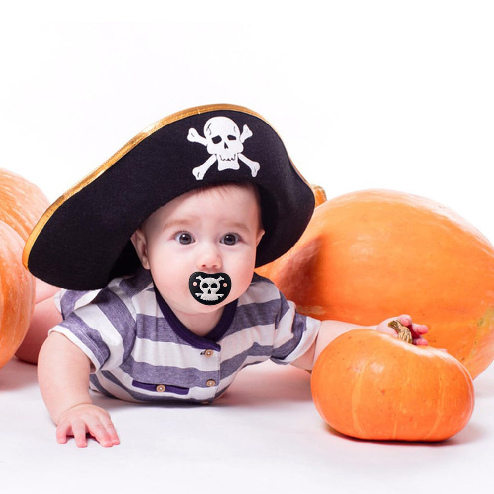 YAPPROMO orthodontic pacifier pumpkin design with secure mustache detail