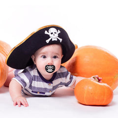 YAPPROMO orthodontic pacifier pumpkin design with secure mustache detail