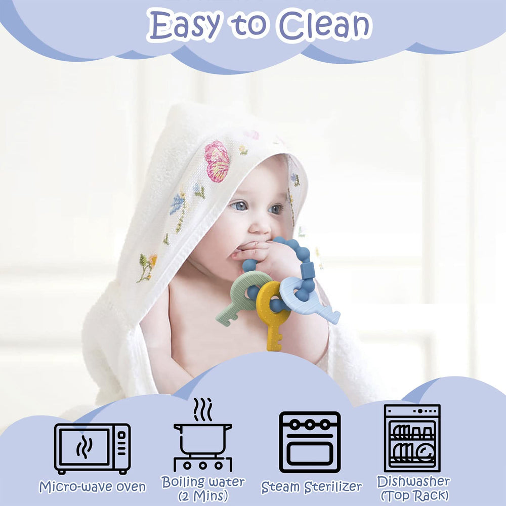 YAPPROMO soft-material teether in hand demonstrates gentle gum soothing.