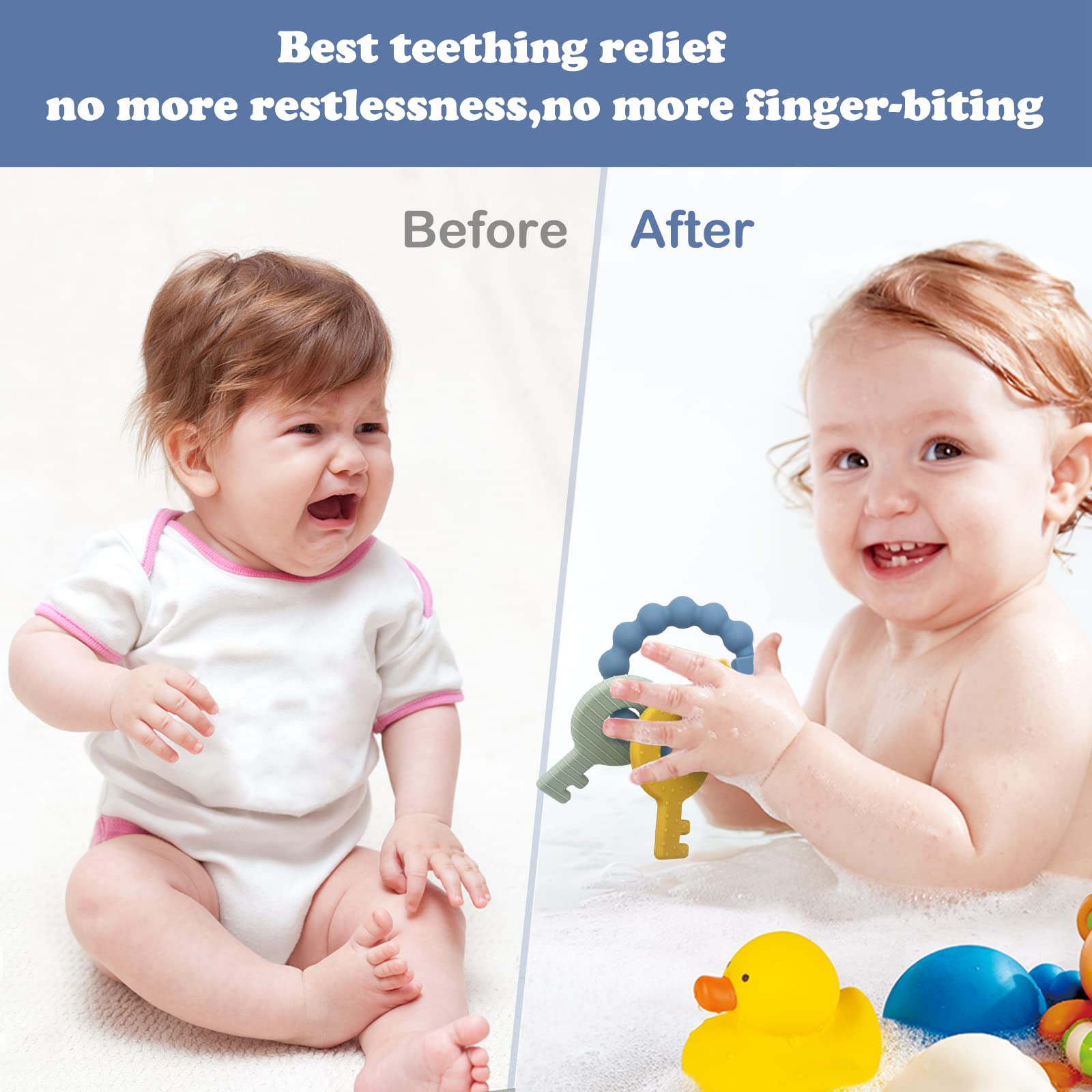 YAPPROMO teether textures close-up shows different chewing surfaces.