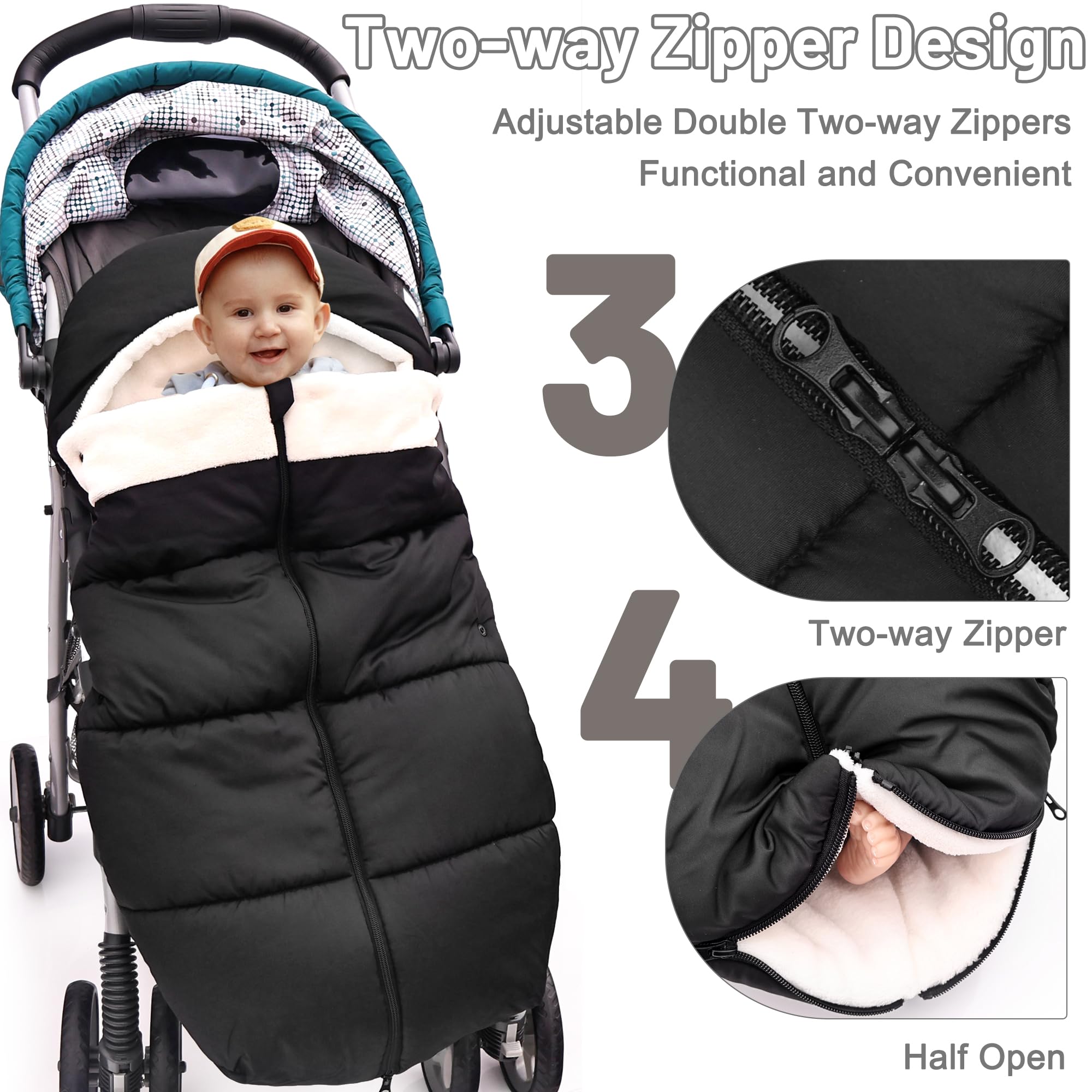 yarboofo Footmuff with 5 harness slots enhances stroller safety in motion