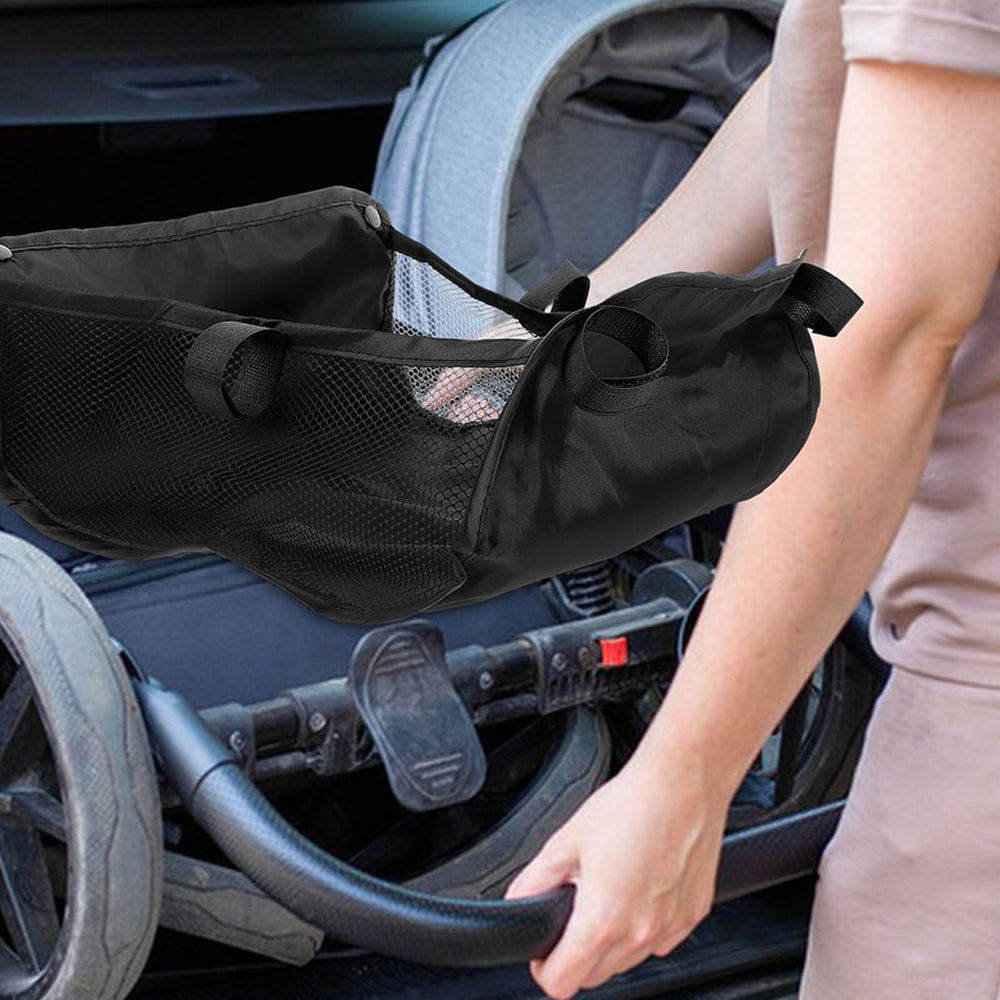 Yardenfun lightweight stroller storage basket demonstrates portability for on-the-go errands.