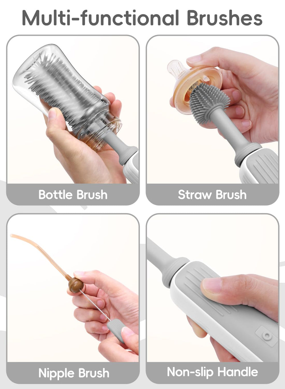 YASEW brush cleaner demonstrates 360-degree cleaning for thorough residue removal