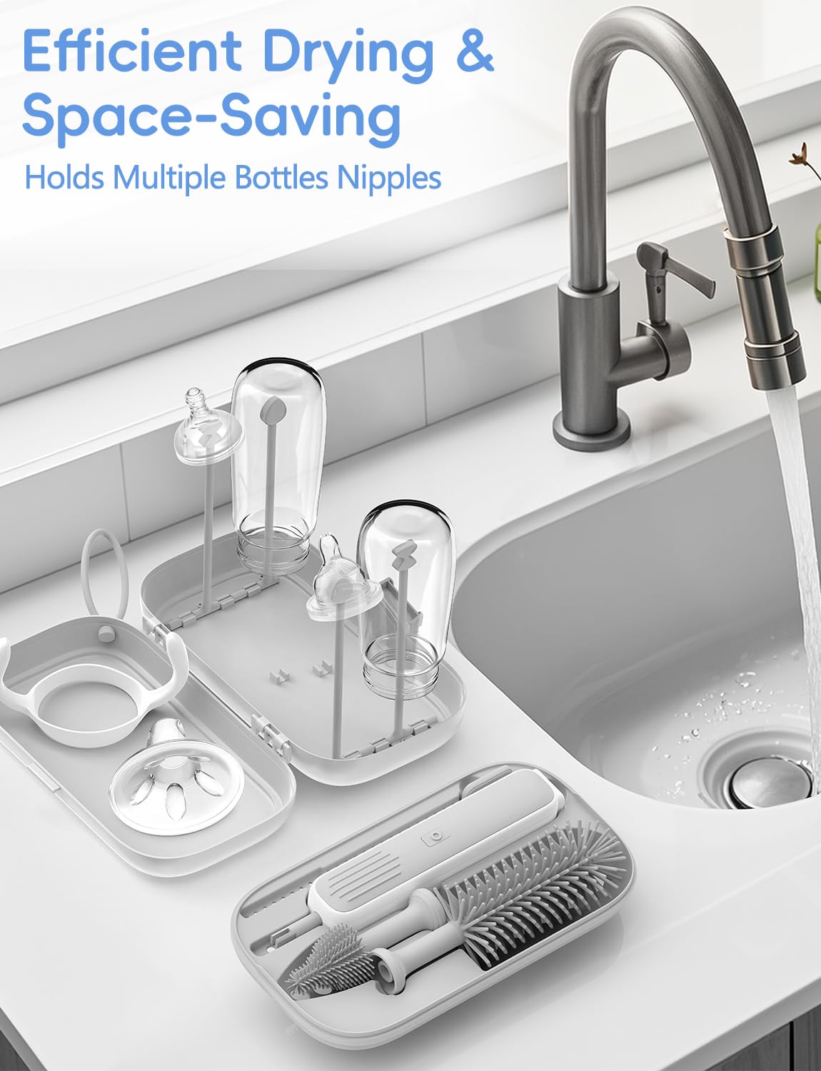 YASEW 360-degree cleaning with one button speeds up bottle prep.