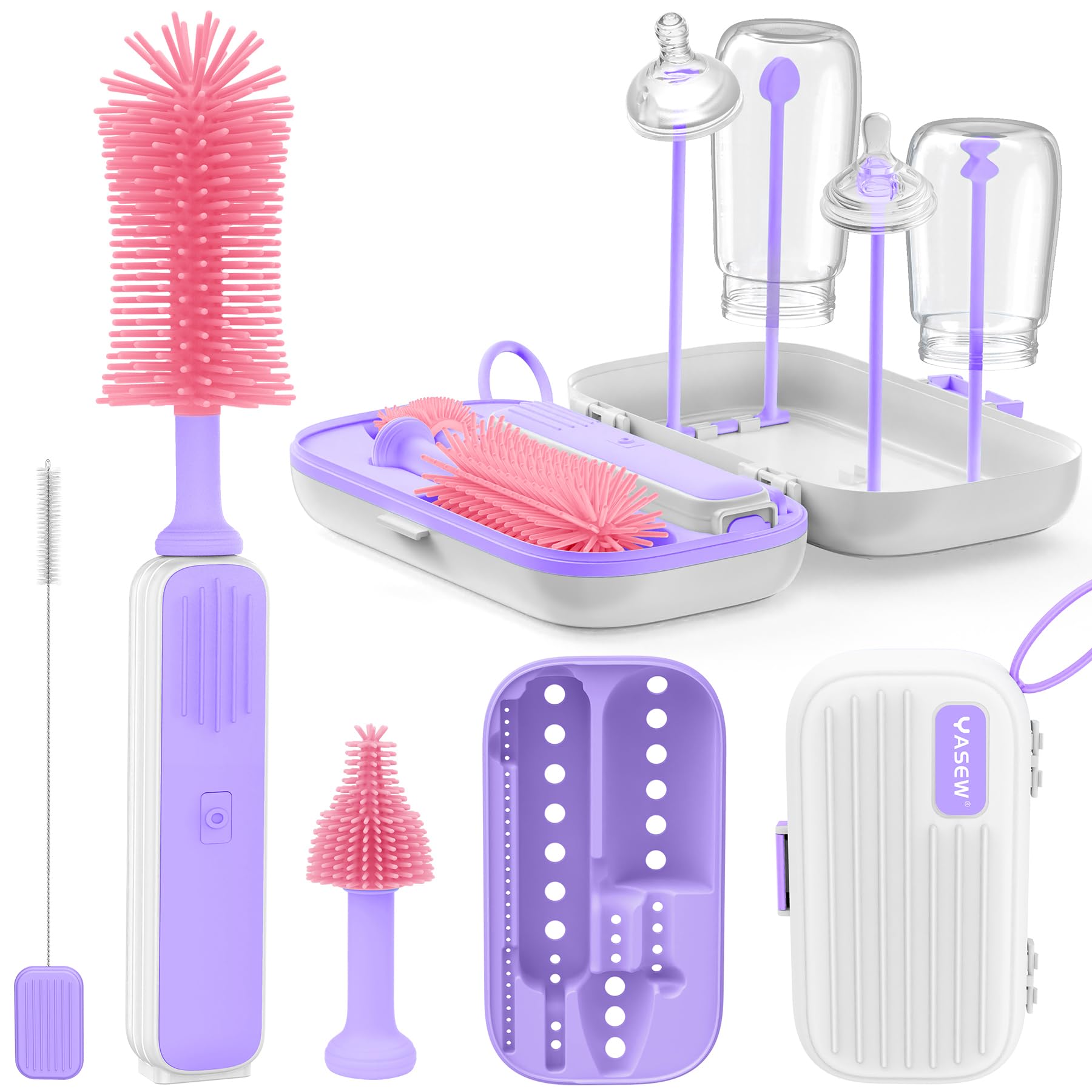 YASEW bottle brush travel-box shows compact storage for on-the-go cleaning