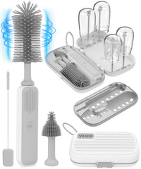 YASEW electric baby bottle brush cleaner kit in action for travel-ready cleaning.