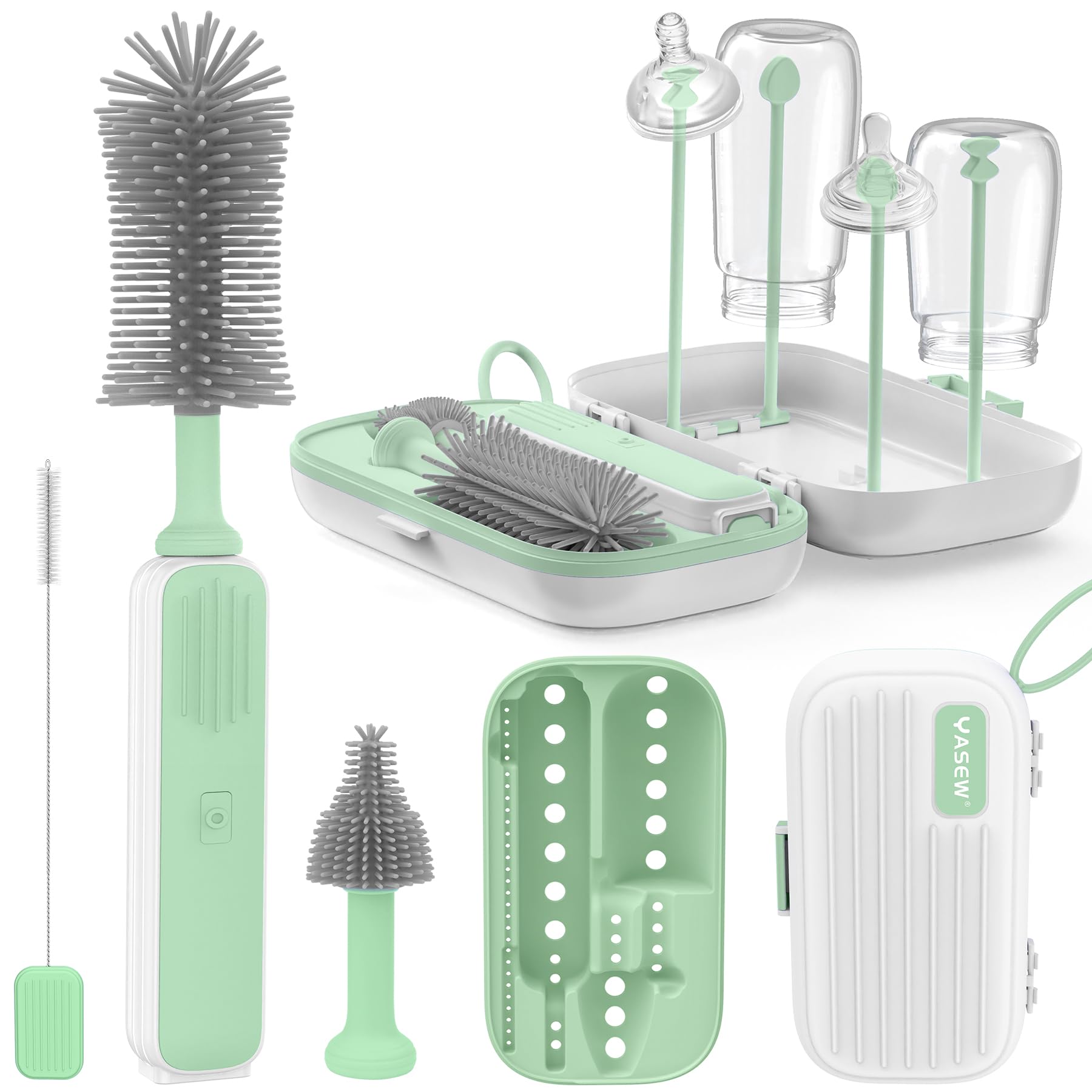 YASEW electric bottle brush cleaner on the go enables quick bottle cleaning.