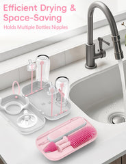 YASEW silicone bottle brush head close-up highlighting safe sterilization.