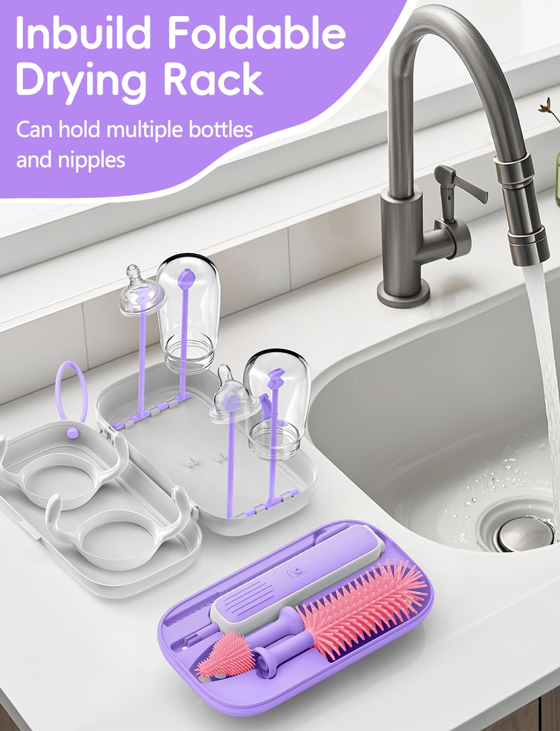 YASEW silicone-bristle brush is BPA-free and gentle on bottles