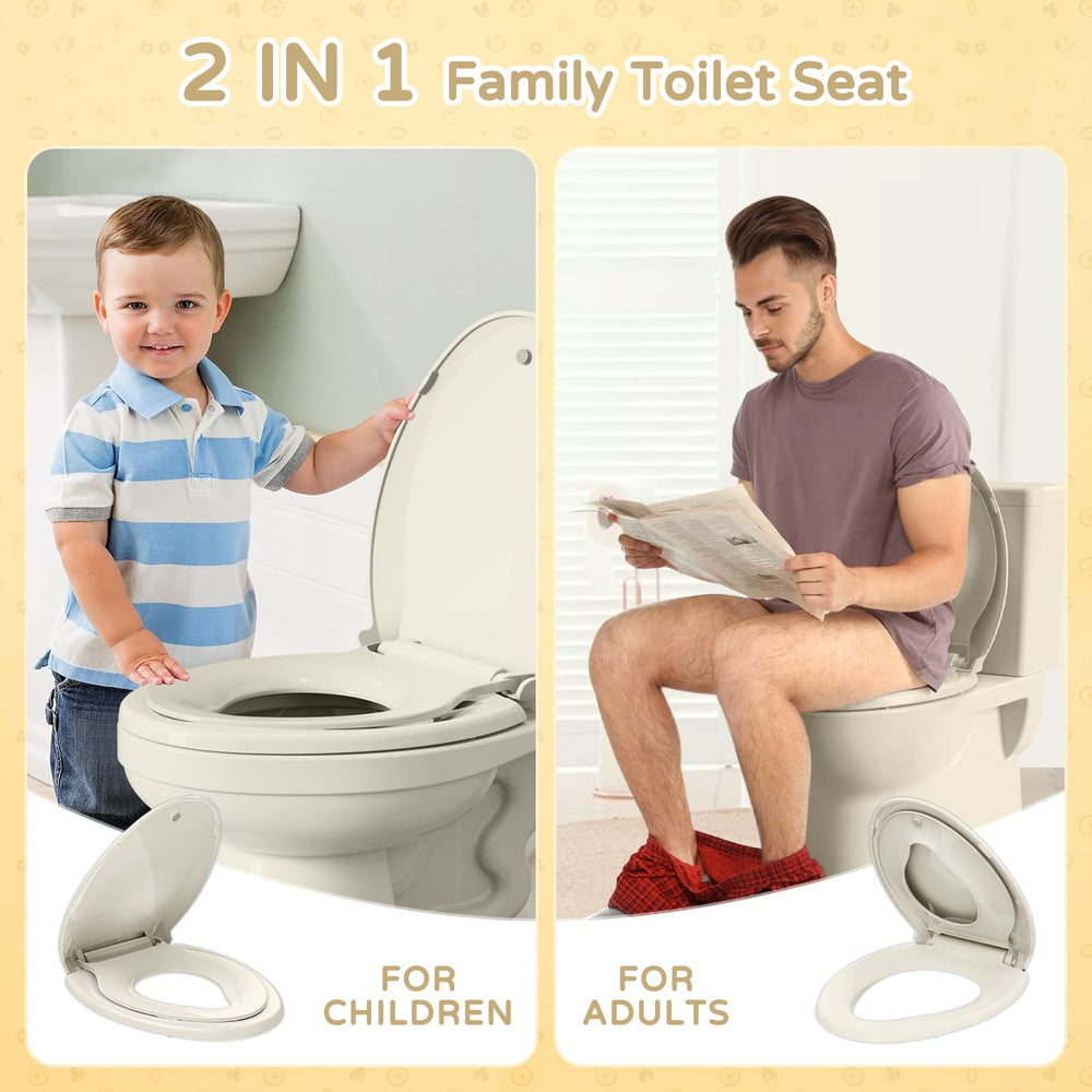 YASFEL almond elongated toilet seat suits family bathrooms
