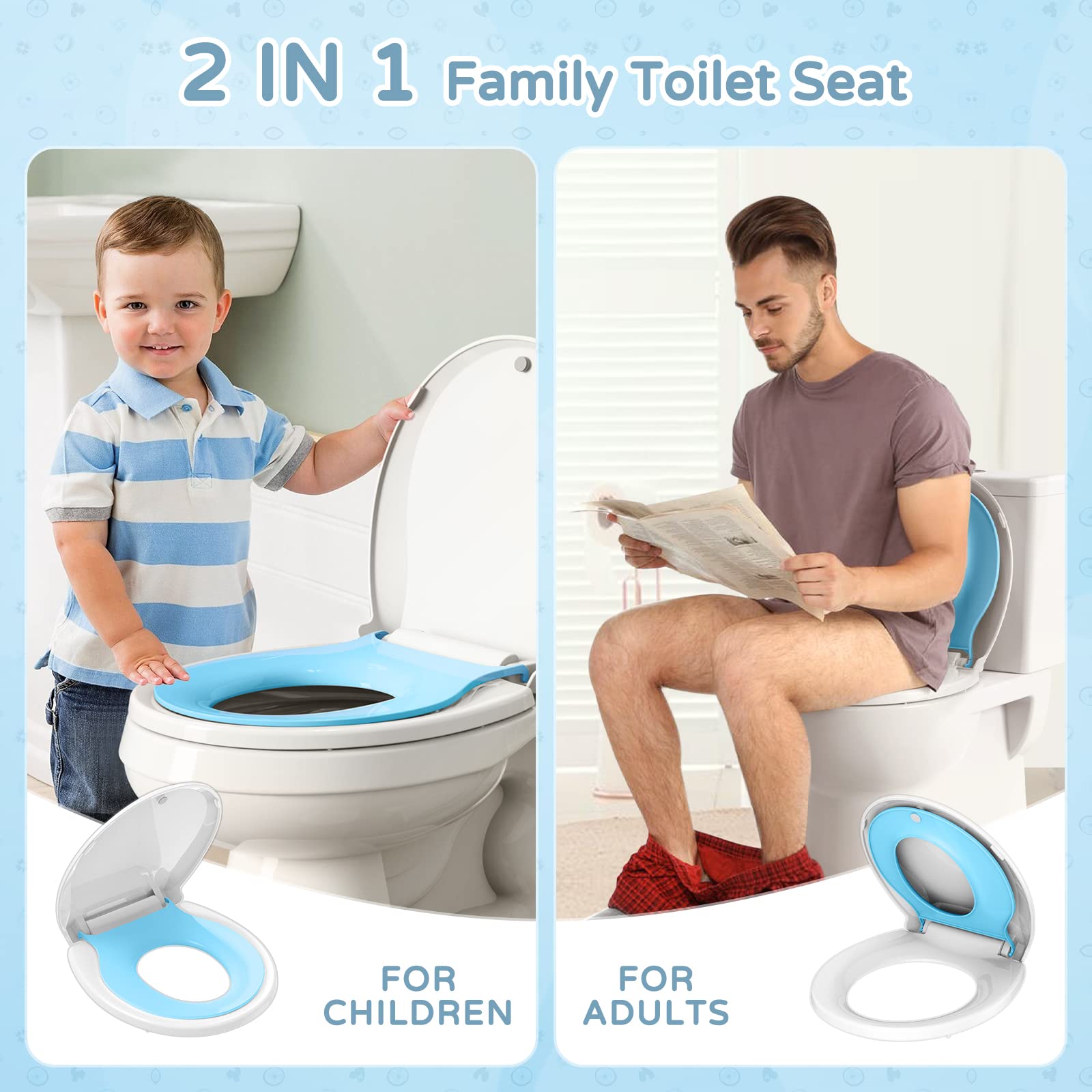 YASFEL blue potty seat in use demonstrates child-friendly design and independence