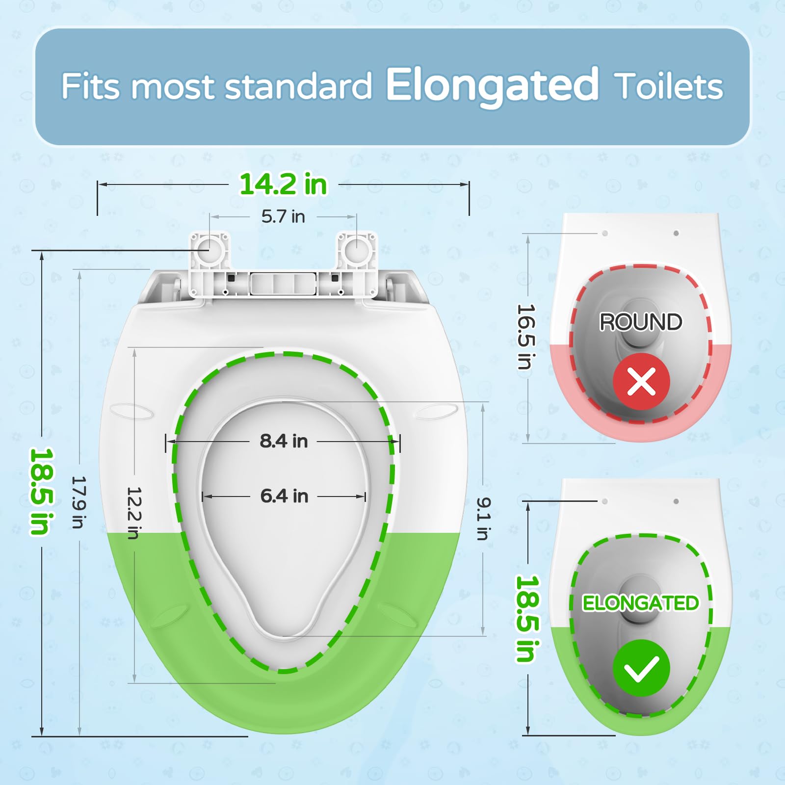 YASFEL soft-close toilet seat with built-in child seat magnet reduces nighttime banging.