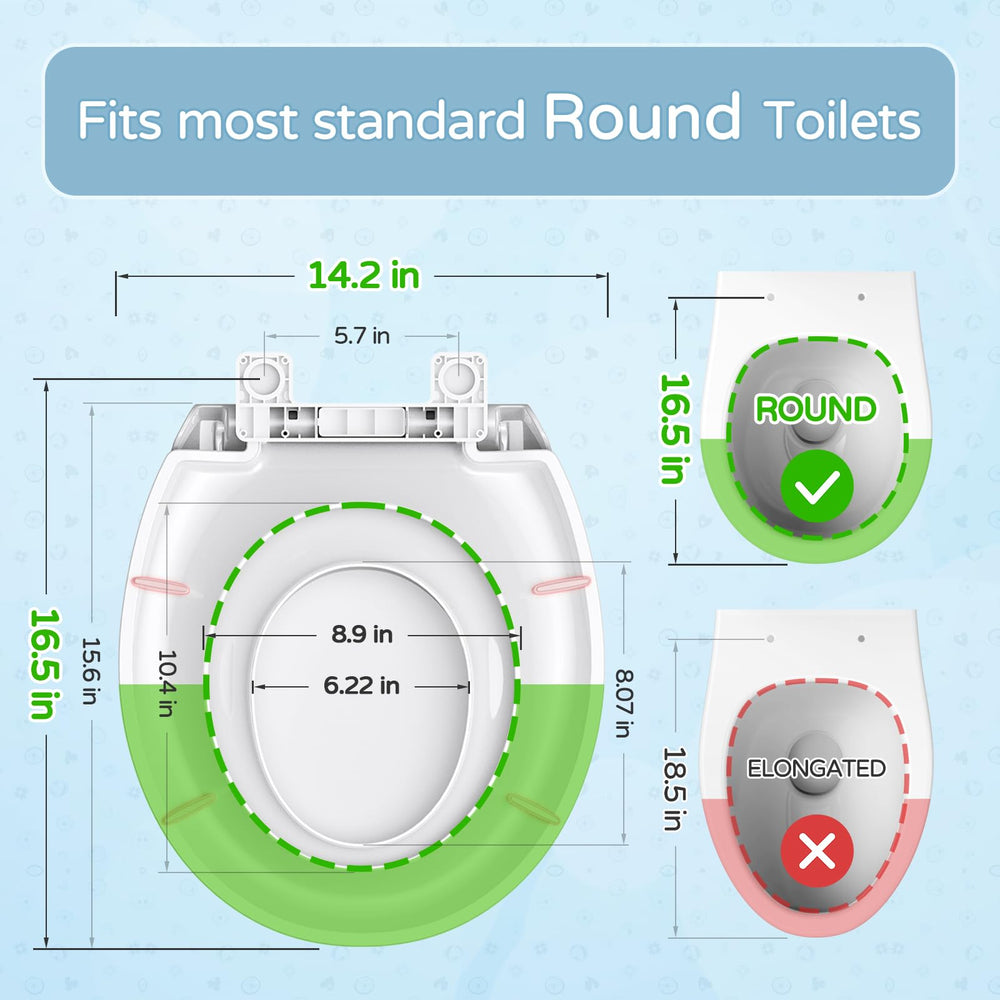 YASFEL soft-close round seat lowers quietly, protecting ears and fingers during night routines.