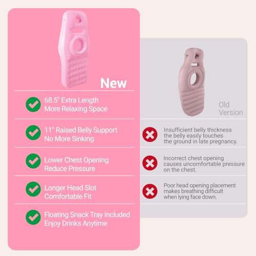 YATAOQINGJIE inflatable pregnancy pillow belly width extended for comfortable space.