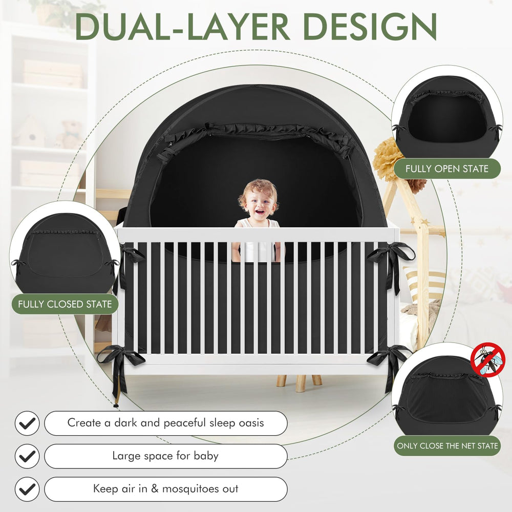 YAVIL large-sleep-pod shows a roomy 51x27.5 inches for baby movement.