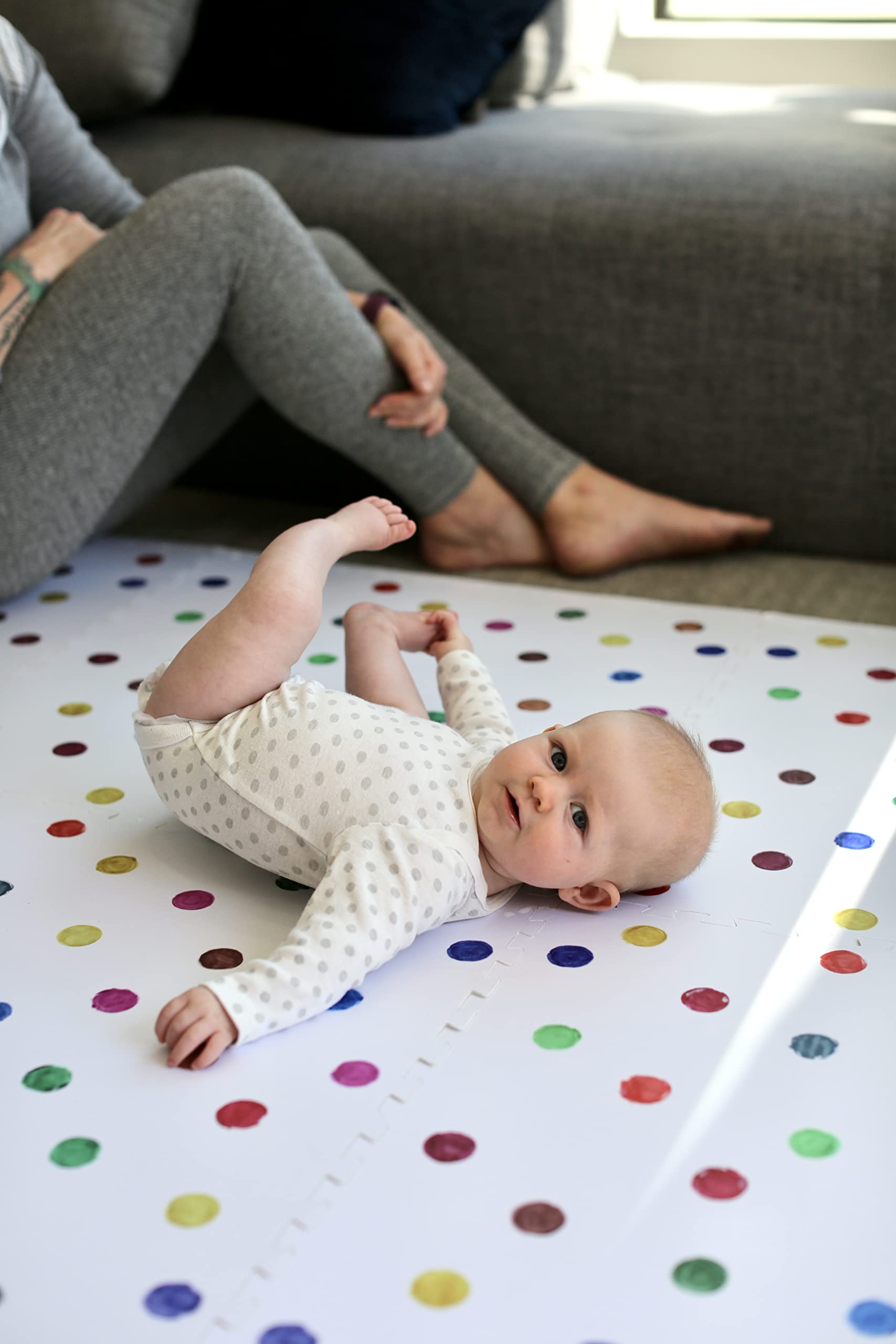 YAY! MATS 6x4 ft play mat layout shows expanded, easy-to-clean play area.
