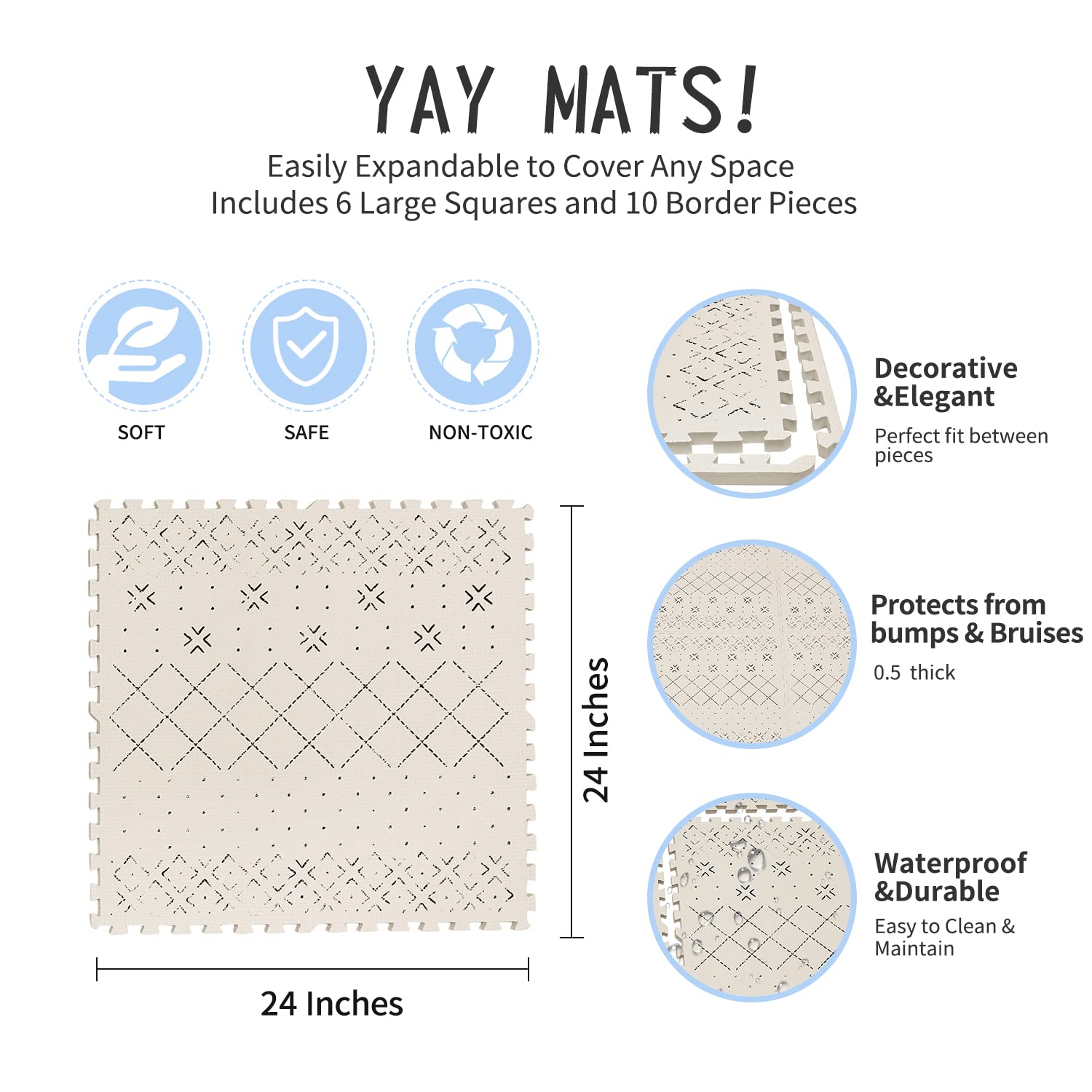 Yay! Mats stylish design complements nurseries and playrooms.
