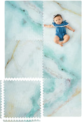 YAY! MATS Elle Marble tiles assembled create a cushioned tummy-time play area for babies.