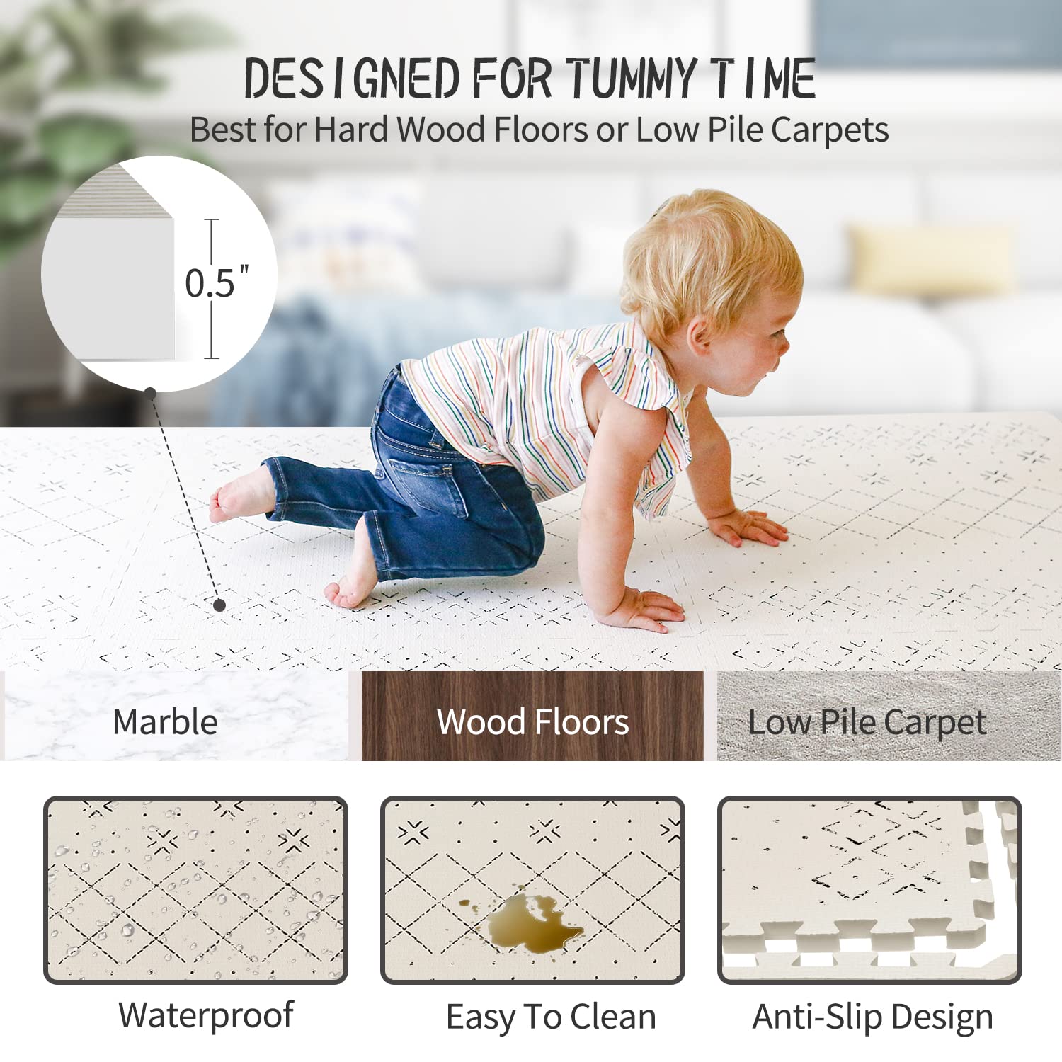 Yay! Mats hypoallergenic foam for delicate skin during playtime.